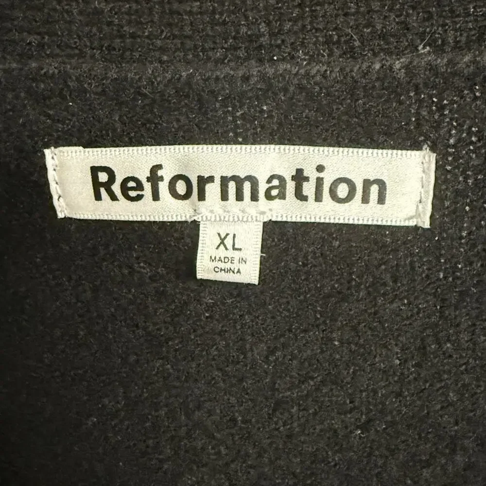 Reformation Val Regenerative Wool Cardigan XL Black Formal Dress Up